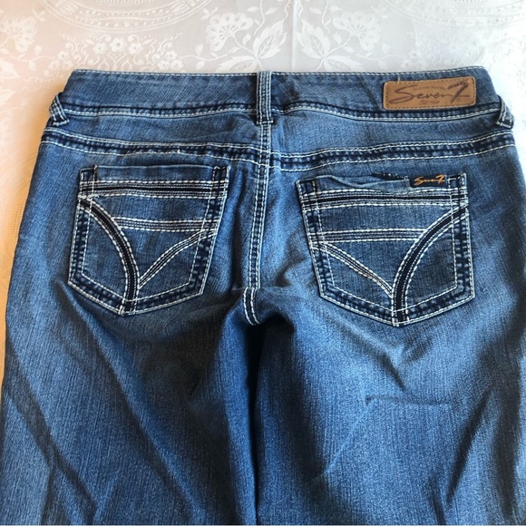 Seven 7 Blue Capri Jeans Denim Pants Women’s Size 6 Button Fly Casual Elastic - Picture 15 of 16